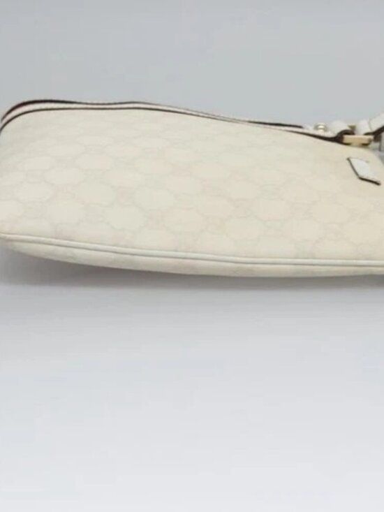 GUCCI GG Supreme Shoulder Bag PVC White Red gold 153244 Auth nb243 - Picture 3 of 16